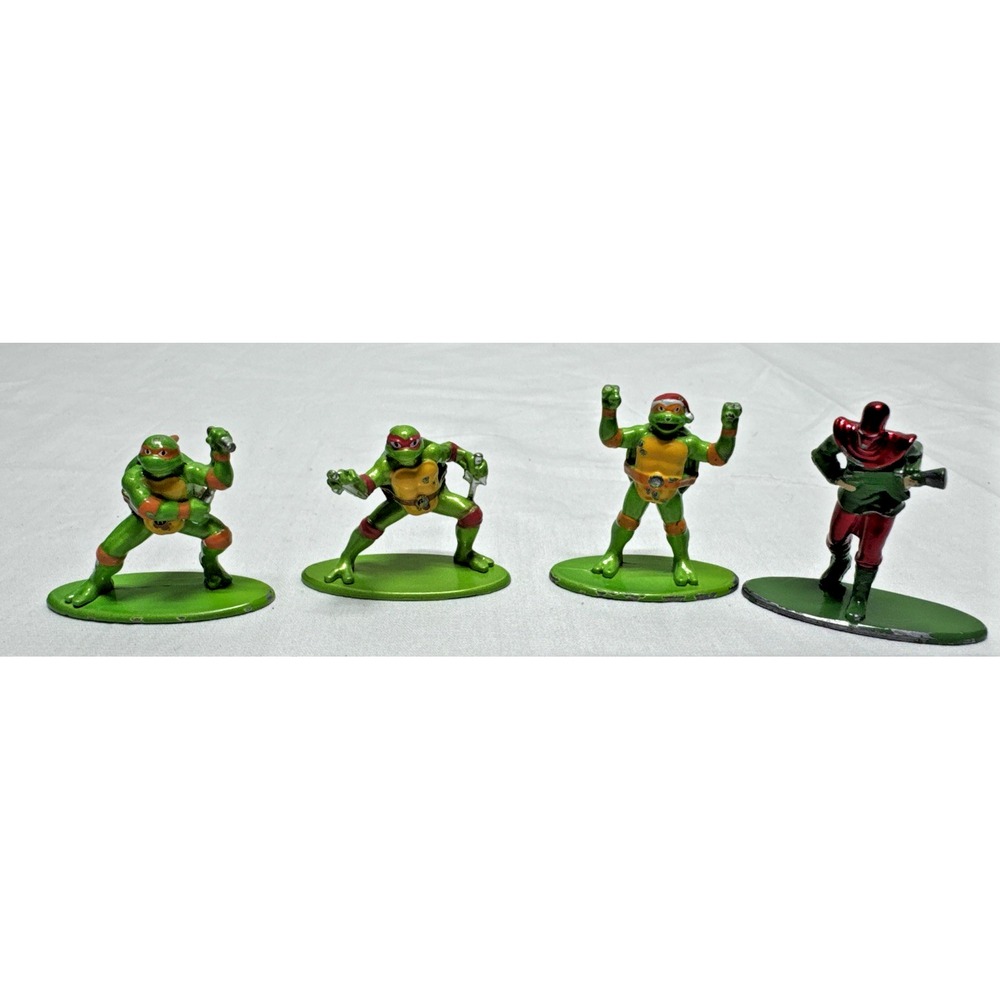 TMNT Jada Toys Lot of 4 Metalfigs Ninja Turtles and Foot Soldier 2.5" Metal